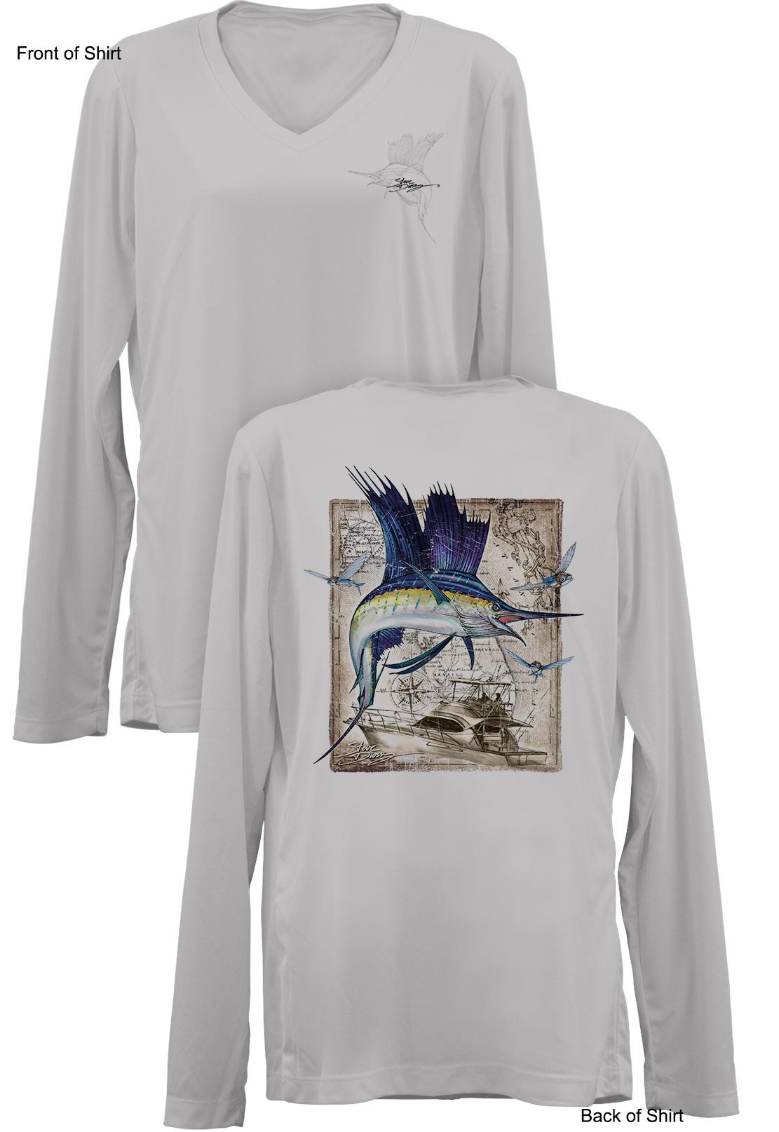 Sailfish Classic- Ladies Long Sleeve V-Neck-100% Polyester